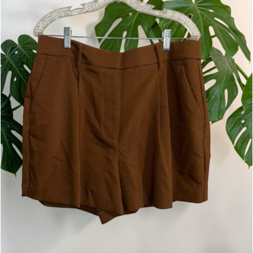 A New Day Brown Tailored Shorts Size 12 High Rise Dress Shorts Casual Chic